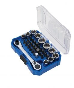 Kobalt Mechanics Tool Sets 35-Piece Standard (SAE) and Metric Combination Polished Chrome Mechanics Tool Set