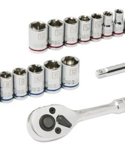 Kobalt Mechanics Tool Sets 20-Piece Standard (SAE) and Metric Combination Polished Chrome Mechanics Tool Set (1/4-in)
