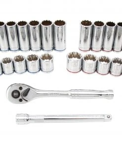 Kobalt Mechanics Tool Sets 40-Piece Standard (SAE) and Metric Combination Polished Chrome Mechanics Tool Set (3/8-in)