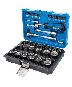 Kobalt Mechanics Tool Sets 64-Piece Standard (SAE) and Metric Combination Polished Chrome Mechanics Tool Set (1/4-in; 3/8-in; 1/2-in;)