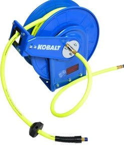 Kobalt Air Compressor Hoses 3/8-in 50-ft Poly Hybrid Air Hose with Retractable Hose Reel -Kobalt Outlet Store 07744302