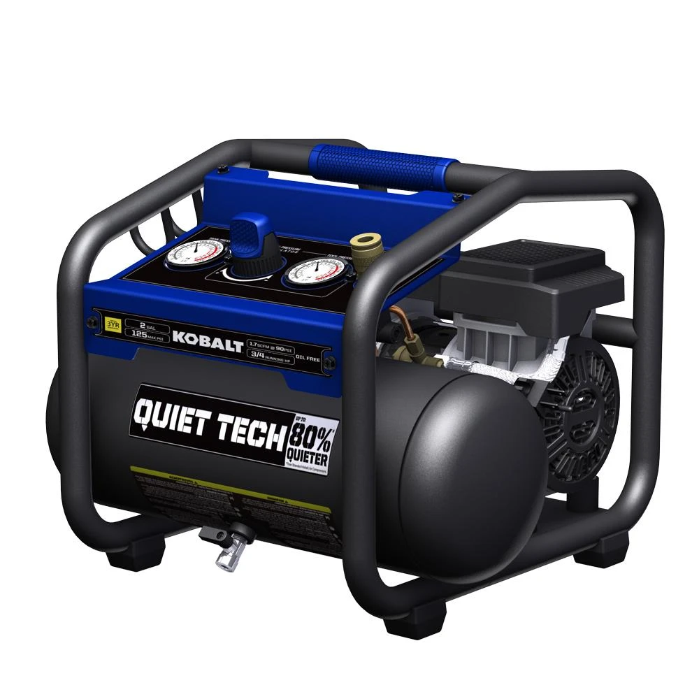 Kobalt Air Compressors QUIET TECH 2-Gallon Single Stage Portable Electric Hot Dog Air Compressor 3 Kobalt Air Compressors QUIET TECH 2-Gallon Single Stage Portable Electric Hot Dog Air Compressor