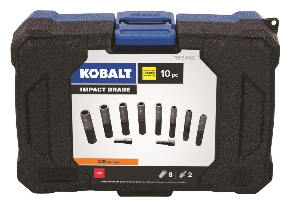 Kobalt Impact Sockets & Impact Socket Sets 10-Piece Standard (SAE) 3/8-in Drive Set 6-Point Impact Socket Set 5 Kobalt Impact Sockets & Impact Socket Sets 10-Piece Standard (SAE) 3/8-in Drive Set 6-Point Impact Socket Set - Image 3
