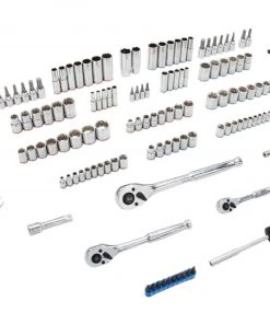 Kobalt Mechanics Tool Sets 154-Piece Standard (SAE) and Metric Combination Polished Chrome Mechanics Tool Set (1/4-in; 3/8-in) -Kobalt Outlet Store 10182276 scaled