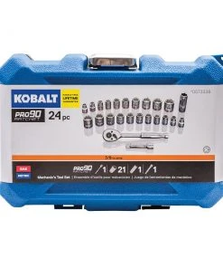 Kobalt Mechanics Tool Sets 24-Piece Standard (SAE) and Metric Combination Polished Chrome Mechanics Tool Set (3/8-in) -Kobalt Outlet Store 10340572