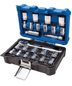 Kobalt Mechanics Tool Sets 24-Piece Standard (SAE) and Metric Combination Polished Chrome Mechanics Tool Set (3/8-in) -Kobalt Outlet Store 10340574