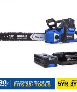 Kobalt Outlet Store 33 Kobalt Cordless Electric Chainsaws 80-Volt Max 18-in Brushless Cordless Electric Chainsaw 5 Ah (Battery & Charger Included)
