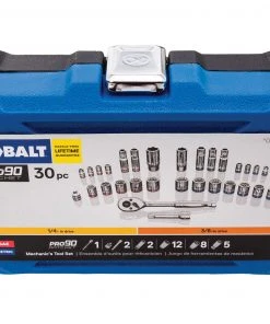 Kobalt Mechanics Tool Sets 30-Piece Standard (SAE) and Metric Combination Polished Chrome Mechanics Tool Set (3/8-in) -Kobalt Outlet Store 11294860 scaled