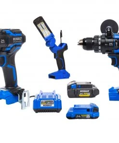 Kobalt Power Tool Combo Kits XTR 3-Tool 24-Volt Max Brushless Power Tool Combo Kit with Hard Case (2-Batteries Included and Charger Included)