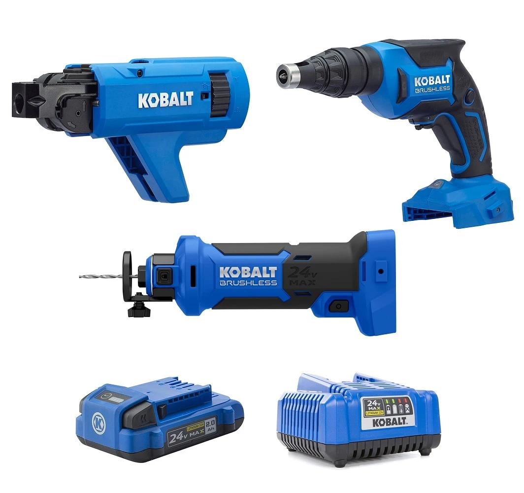 Kobalt Power Tool Combo Kits 3-Tool 24-Volt Max Brushless Power Tool Combo Kit Case (1-Battery Included and Charger Included) 3 Kobalt Power Tool Combo Kits 3-Tool 24-Volt Max Brushless Power Tool Combo Kit Case (1-Battery Included and Charger Included)