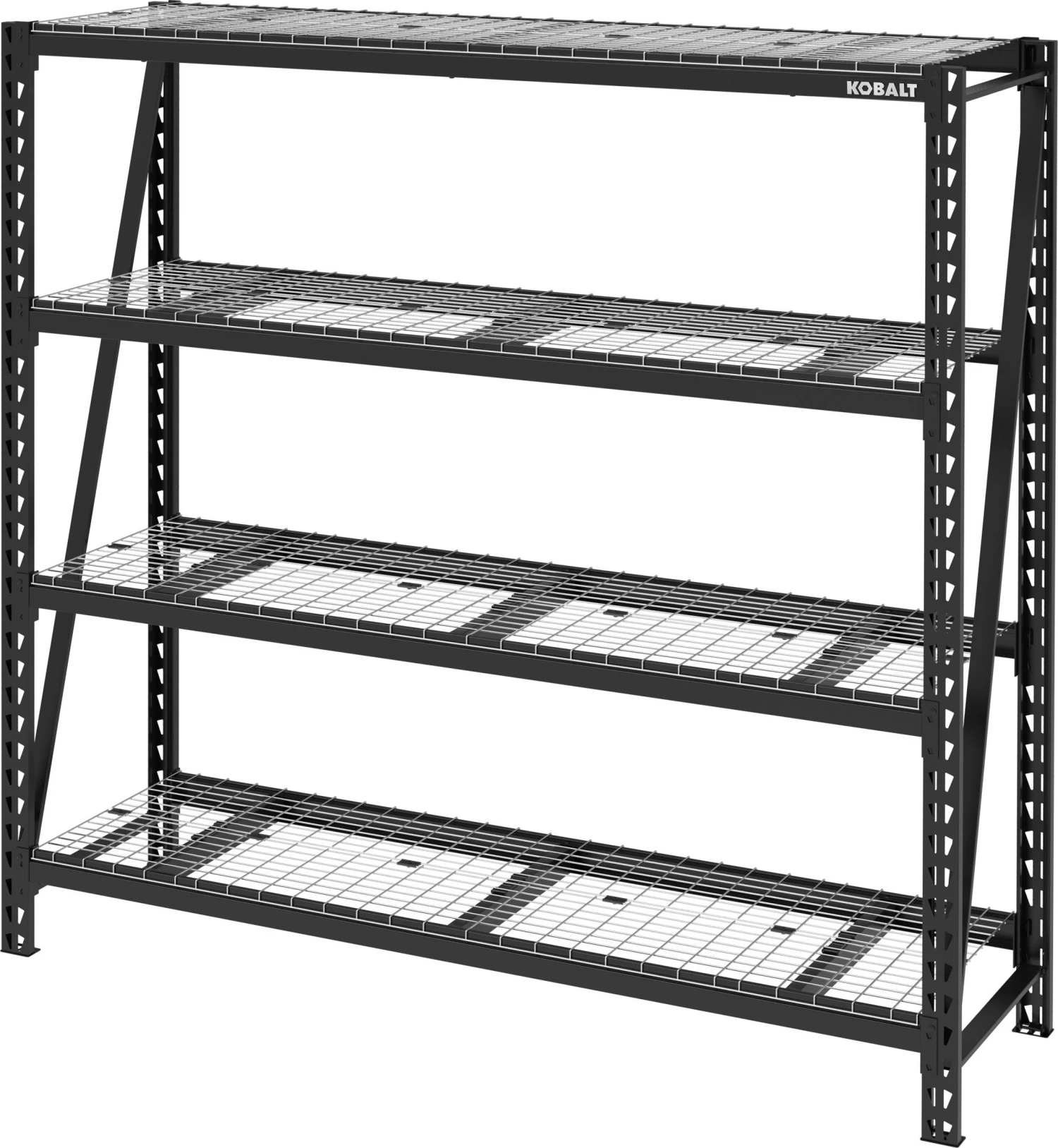 Kobalt Freestanding Shelving Units 77-in W x 24-in D x 72-in H 4-Tier Heavy Duty Steel Utility 2 Kobalt Freestanding Shelving Units 77-in W x 24-in D x 72-in H 4-Tier Heavy Duty Steel Utility