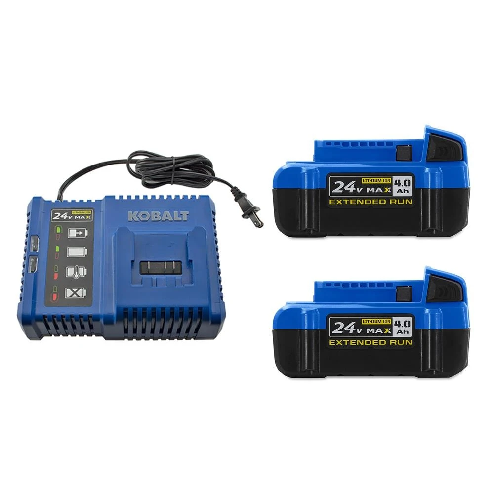 Kobalt Power Tool Batteries & Chargers 24-Volt Max 2-Pack 4 Amp-Hour; 4 Amp-Hour Lithium Power Tool Battery Kit (Charger Included) 2 Kobalt Power Tool Batteries & Chargers 24-Volt Max 2-Pack 4 Amp-Hour; 4 Amp-Hour Lithium Power Tool Battery Kit (Charger Included)