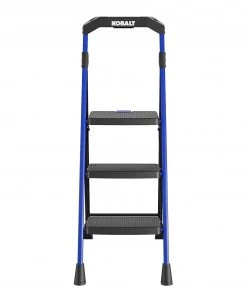 Kobalt Step Stools 3-Step 300-lb Capacity Black Steel Foldable Step Stool