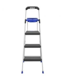 Kobalt Step Stools 3-Step 250-lb Capacity Gray Aluminum Foldable Step Stool