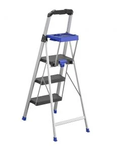 Kobalt Step Stools 3-Step 250-lb Capacity Gray Aluminum Foldable Step Stool -Kobalt Outlet Store 17788091