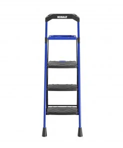 Kobalt Step Stools 3-Step 300-lb Capacity Black Steel Foldable Step Stool