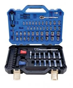 Kobalt Mechanics Tool Sets Centennial 100-Piece Standard (SAE) and Metric Combination Polished Chrome Mechanics Tool Set (1/4-in; 3/8-in) -Kobalt Outlet Store 40333068 scaled