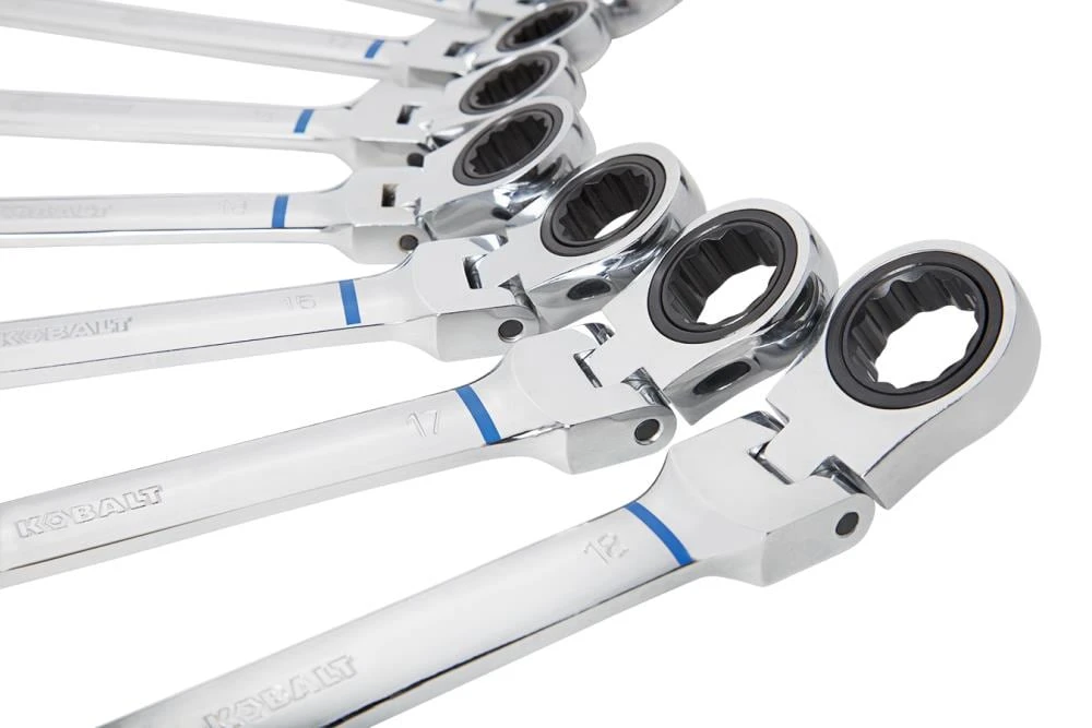 Kobalt Ratchet Wrenches & Sets 8-Piece Set 12-Point Metric Flexible Head Ratchet Wrench Set 4 Kobalt Ratchet Wrenches & Sets 8-Piece Set 12-Point Metric Flexible Head Ratchet Wrench Set - Image 2