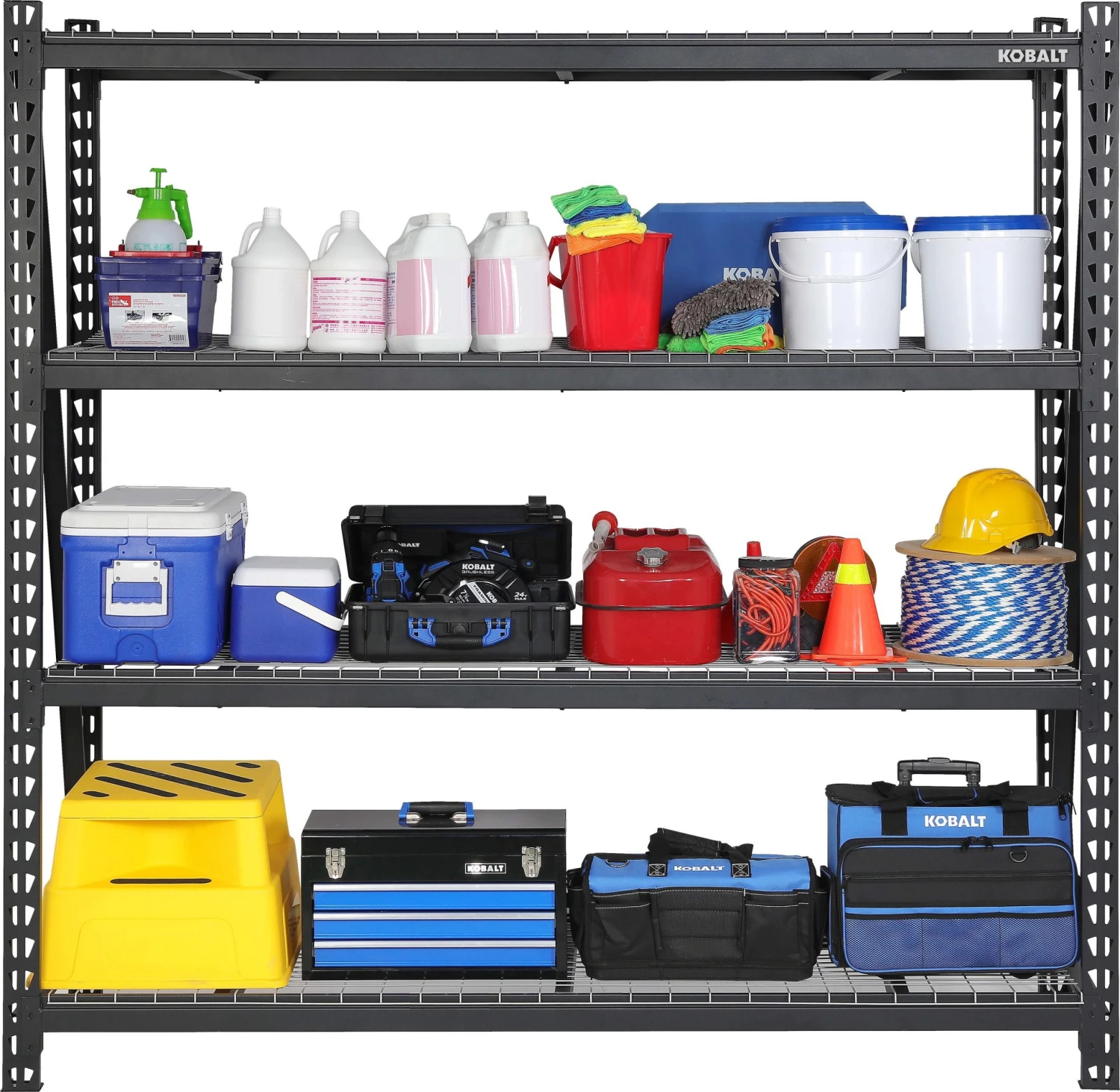 Kobalt Freestanding Shelving Units 84-in W x 24-in D x 84-in H 4-Tier Heavy Duty Steel Utility Shelving Unit 11 Kobalt Freestanding Shelving Units 84-in W x 24-in D x 84-in H 4-Tier Heavy Duty Steel Utility Shelving Unit - Image 9