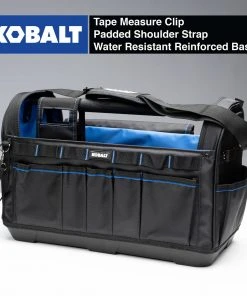 Kobalt Tool Bags Plumbing Tool Bag with Caddy Black, Blue Polyester 12.99-in