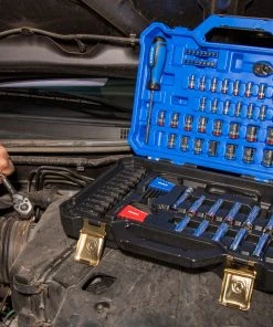 Kobalt Mechanics Tool Sets Centennial 100-Piece Standard (SAE) and Metric Combination Polished Chrome Mechanics Tool Set (1/4-in; 3/8-in) -Kobalt Outlet Store 42394149 scaled