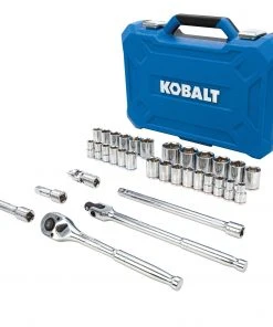 Kobalt Mechanics Tool Sets 33-Piece Standard (SAE) and Metric Combination Polished Chrome Mechanics Tool Set (1/2-in;) -Kobalt Outlet Store 42488294 scaled