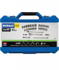 Kobalt Mechanics Tool Sets 33-Piece Standard (SAE) and Metric Combination Polished Chrome Mechanics Tool Set (1/2-in;) -Kobalt Outlet Store 42488302 scaled