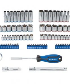 Kobalt Mechanics Tool Sets 135-Piece Standard (SAE) and Metric Combination Polished Chrome Mechanics Tool Set (1/4-in; 3/8-in)