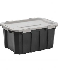 Kobalt Plastic Storage Totes X-large 24-Gallon (96-Quart) Grey Tote Latching Lid