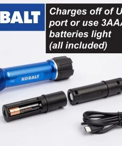 Kobalt Flashlights 350-Lumen LED Rechargeable Flashlight -Kobalt Outlet Store 45365867 scaled