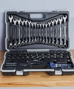 Kobalt Mechanics Tool Sets Universal 115-Piece Standard (SAE) and Metric Combination Matte Mechanics Tool Set (1/4-in; 3/8-in) -Kobalt Outlet Store 45373527